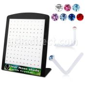 brac4 clear acrylic nose stud w assorted colored crystal top