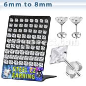 bresqz 36 pcs stainless steel earring stud with clear prong cz