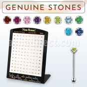 brnbpge display w 120 silver nose bones w 2mm genuine stones