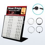 brnhmx4 b w color plated silver nose hoops with without ball