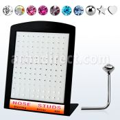 brnsm silver nose stud w assorted shape top with w o crystal