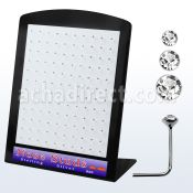 brnsmc silver nose stud with clear round crystal top