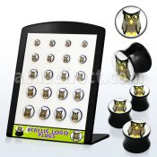 brpg103 board w acrylic double flared plug with owl picture
