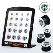 brpg105 board w acrylic double flared plug w wolf picture
