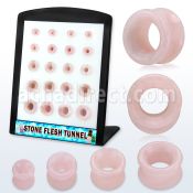 brpg193 display w of double flare rose quartz stone flesh tunnel