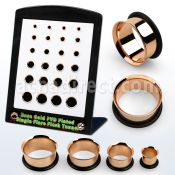 brpg199 display w rose gold pvd plated steel single flare tunnel
