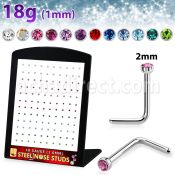 brs134m 316l steel nose studs round crystal tops assorted