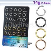 brsegh10 board w black rose gold steel hinged segment ring 1.6mm