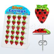 brsfd3 silver earring strawberry with ferido glued crystals
