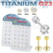 bruerbzr1 titanium ear studs 20g bezel set cz stone 12 pairs