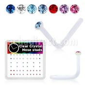 bxa10 clear acrylic nose stud with round colored crystal top
