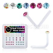 bxa28 clear acrylic nose stud w assorted colored crystal top
