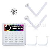 bxa29 clear acrylic nose stud w round clear crystal top