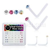 bxa30 clear acrylic nose stud with round crystal top