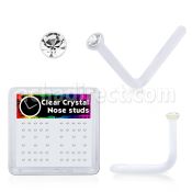 bxa9 clear acrylic nose stud with round crystal top