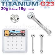 bxunb1 titanium g23 nose bone with bezel clear crystal top