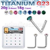 bxunl2 titanium g23 nose studs colors bezel set 16pcs