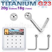 bxunl4 titanium g23 nose studs 20g 18g 2mm ball 16pcs