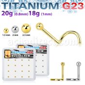 bxuns5 box w titanium g23 nose screws 20g w 2mm ball shaped tops