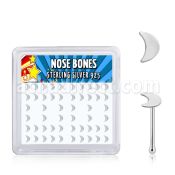bxvmo 925 sterling silver nose bones 22g flat moon top 52