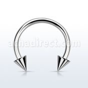 cbecn 316l steel circular barbell with two 3mm cones