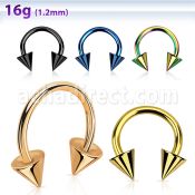 cbetcn5 anodized 316l steel circular barbell with two 5mm cones