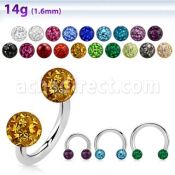 cbfr5 316l steel circular barbell w resined multi crystal ball