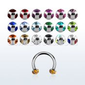 cbjb3 316l eyebrow lip circular barbell w jewel ball