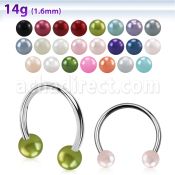 cbprl xxl steel circular barbell, 14g w 5mm faux pear balls
