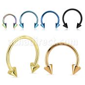 cbt20cn pvd plated 316l steel circular barbell w two 3mm cones