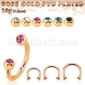 cbttjb25 rose gold steel circular barbell w tiny 2.5mm jewel ball