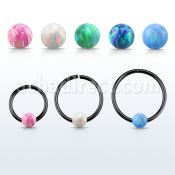 cpselo22 black silver seamless ring 22g w 3mm synthetic opal