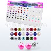 dacb102 board of steel assorted colored faux pearl ear stud