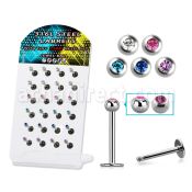 dacb156 display w 316l steel labrets w a tiny 2 5mm jewel ball