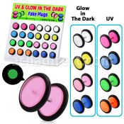 dacb42 board of glow in the dark acrylic uv fake plug w o ring