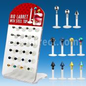 dacb74 board of bioflex labret w anodized 316l ball cone top