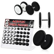 dacip2 display of b w acrylic fake plug with rubber o ring