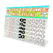 dapg35 board of acrylic screwfit flesh tunnel w crystal rim