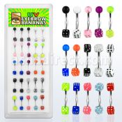 dbnedi2 316l steel eyebrow banana with acrylic uv dice