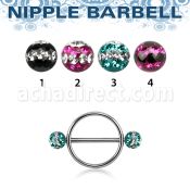 dfrnpe5 316l steel nipple shield w 2 5mm multi crystal balls