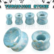 dgshh precious turquoise stone double flare flesh tunnel