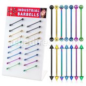 dind1 pvd plated 316l industrial barbell with 5mm ball cone