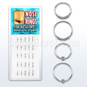 dmvns display of silver nose rings with ball without ball
