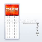 dnbdc1 box of silver nose bones w ball dangling clear crystal