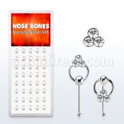 dnbrc4 silver nose bones w clear tri crystals on slave hoop