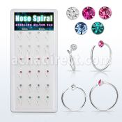 dnrm14 box w silver nose spirals w 2mm mixed crystals tops