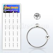 dnsc9 box of silver nose hoops w crystal ball diameter 10mm