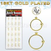 dnsm108 box w gold plated 925 silver nose hoop w 1.5mm crystal