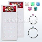 dnsm152 box w 40 silver seamless nose hoop 2mm synthetic opal