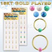 dnsm188 box 24 gold 925 silver seamless rings 20g 3mm opal ball